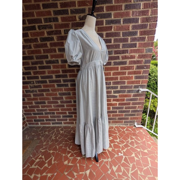 dRA Los Angeles Carol Dress-Grey/White-Maxi-Puff Sleeve-Cottagecore- Small NWT - Picture 2 of 11